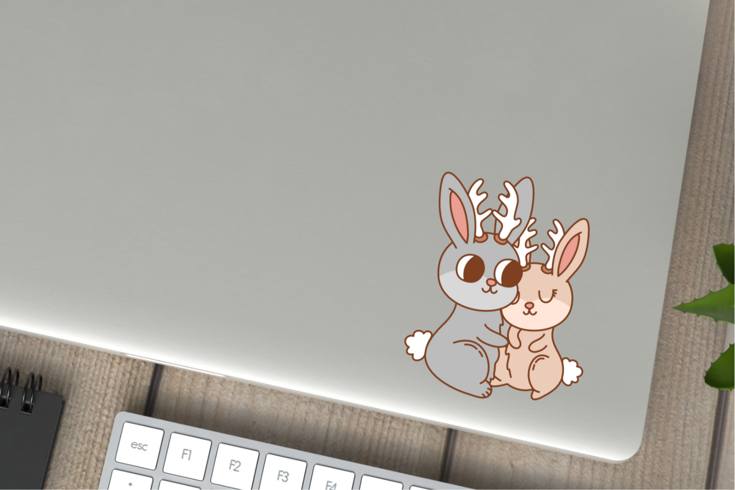 Jackalope Couple Cute Cryptid Valentines Vinyl Sticker Gift