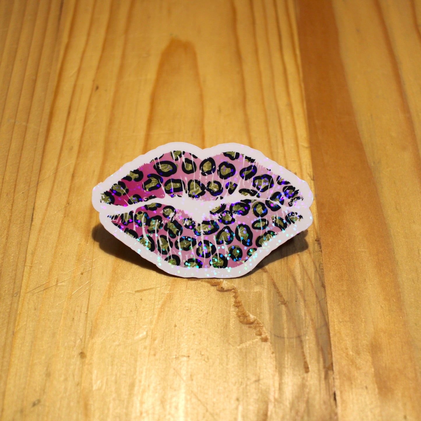 Hot Pink Cheeta Shimmer Smooch Sticker
