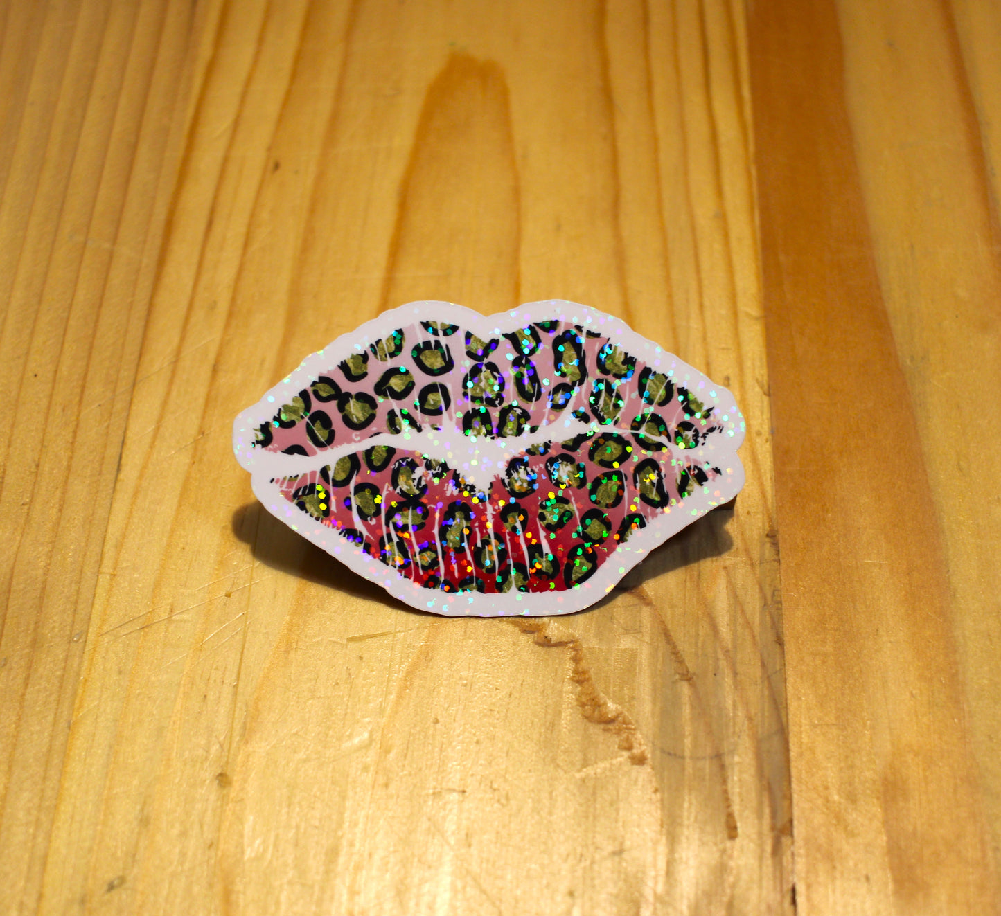 Pink Cheeta Shimmer Smooch Sticker
