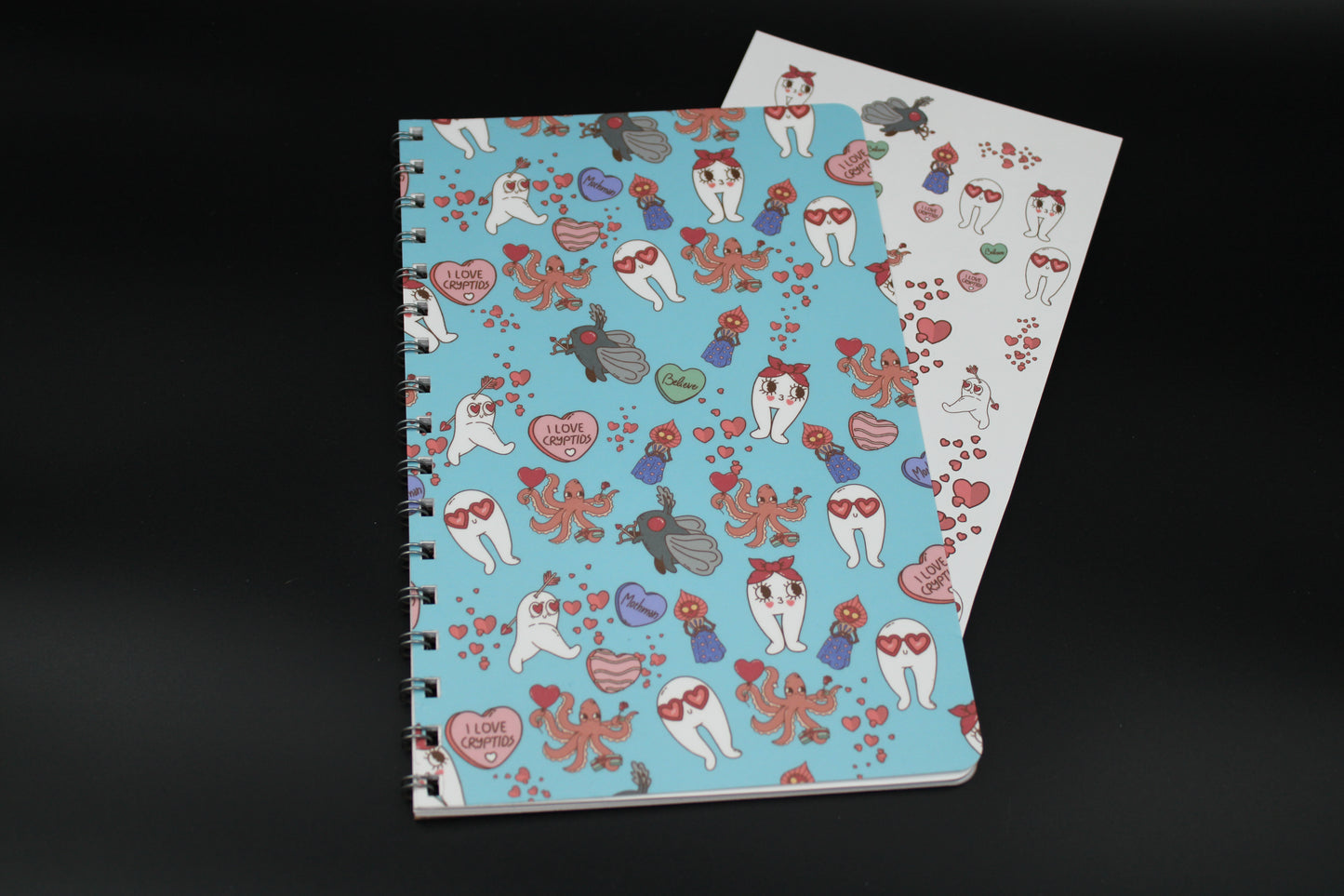 Blue Cryptid Blank Notebook Fresno Nightwalker Mothman Kraken Brixie 5.375"x 8.5" Spiral