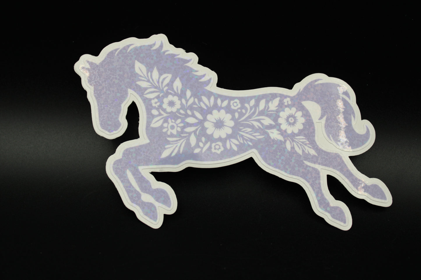 Equestrian Chic: Purple Floral Horse Vinyl Sticker