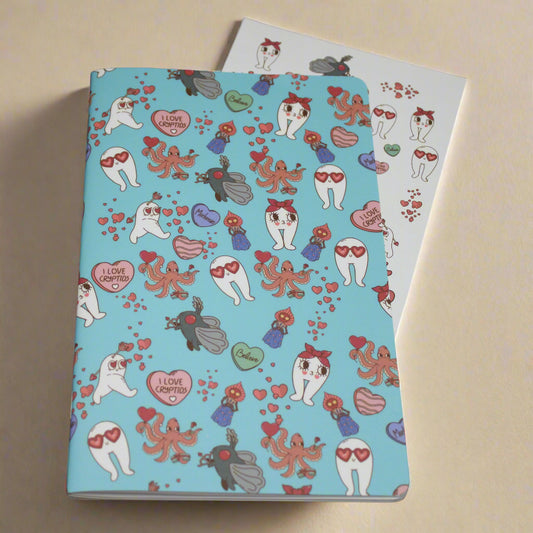 Blue Cryptid Blank Notebook Fresno Nightcrawler Mothman Kraken Brixie 5.375"x 8.5" Stapled