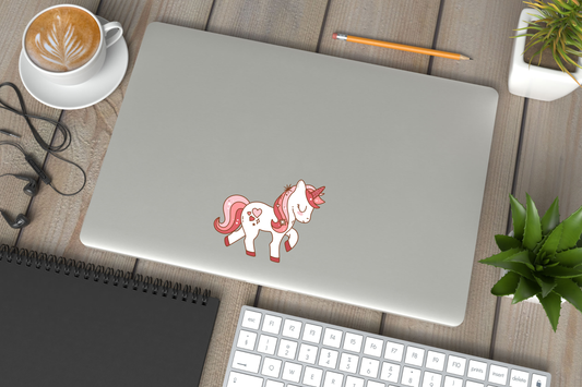 Unicorn Cute Cryptid  Heart Valentines Vinyl Sticker Gift