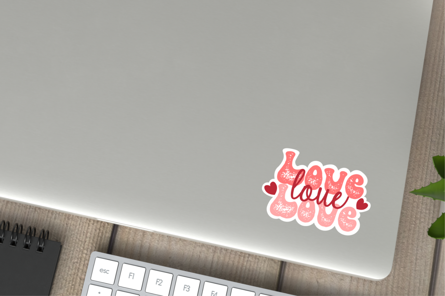 Retro Love Heart Valentines Vinyl Sticker Gift