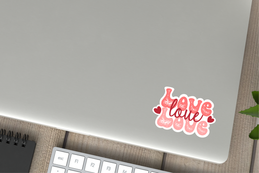 Retro Love Heart Valentines Vinyl Sticker Gift
