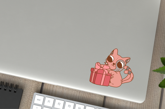 Nekomata Cat Monster Cute Cryptid Valentines Vinyl Sticker Gift