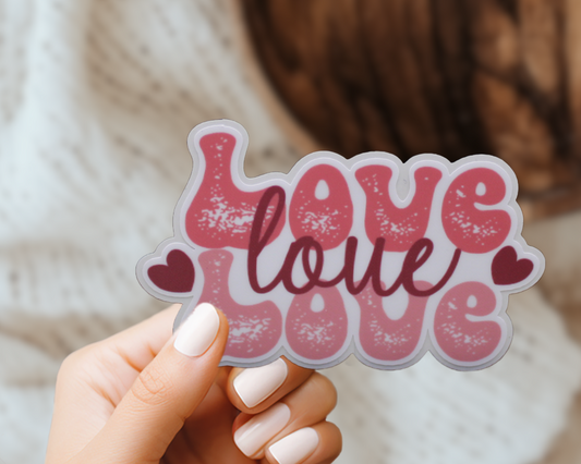 Retro Love Heart Valentines Vinyl Sticker Gift