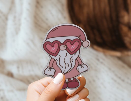 Gnome Cute Cryptid Heart Valentines Vinyl Sticker Gift