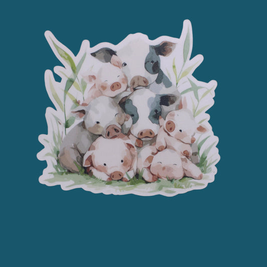 Adorable Cows and Pigs Sticker Matte