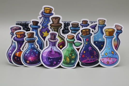 Potion Collection Sticker Set | D&D Sticker| RPG Magic Potion| Magic Elixir| Mana| Kindle Sticker| Tumbler Sticker| Waterproof Vinyl