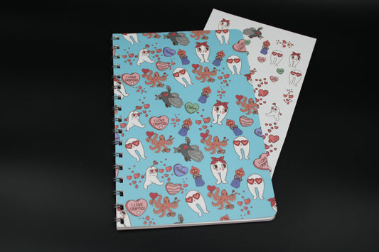 Blue Cryptid Blank Notebook Fresno Nightwalker Mothman Kraken Brixie 5.375"x 8.5" Spiral