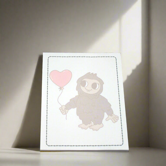 Cute Bigfoot Cryptid Notepad 4.25" x 5.25"