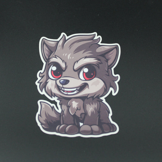 Baby Werewolf Growling Cute Cryptid Waterproof Vinyl Sticker