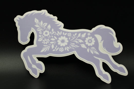 Equestrian Chic: Matte Purple Floral Horse Vinyl Sticker
