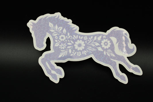 Equestrian Chic: Purple Floral Horse Vinyl Sticker