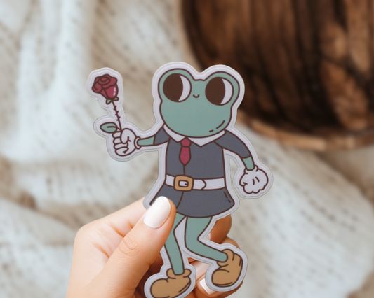 Loveland Frogman Rose Cute Cryptid Valentines Vinyl Sticker Gift