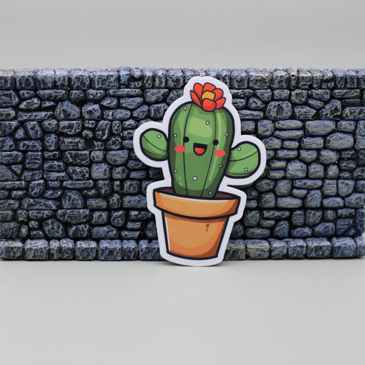 Adorable Red Flower Little Cactus Sticker| Potted Succulent Sticker| Potted Cactus Sticker| Kawaii Cactus