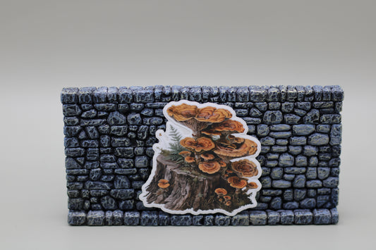 Stump Growing Mushrooms Vintage Sticker Die Cut Vintage Outdoors Forest Woods Nature