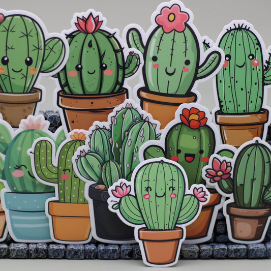 Cactus Sticker Set| Potted Succulent Sticker Set| Potted Cactus Sticker| Kawaii Cactus Set