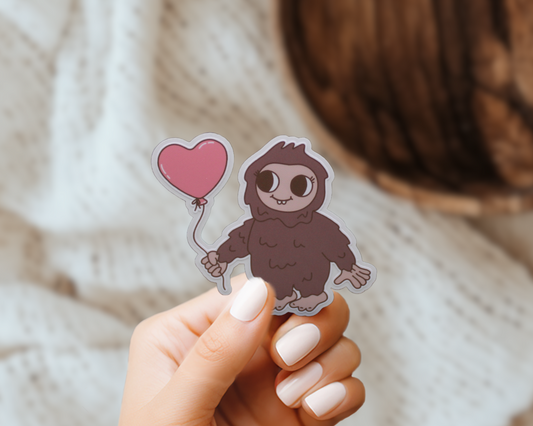 Bigfoot Cryptid Heart Valentines Vinyl Sticker Gift