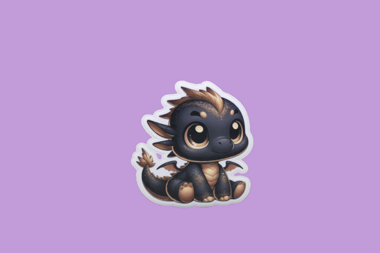 Baby Lark Black and Gold Dragon Sticker| Cute Dragon Sticker| D&D| RPG| Tumbler Sticker| Kindle Sticker| Hardhat Sticker