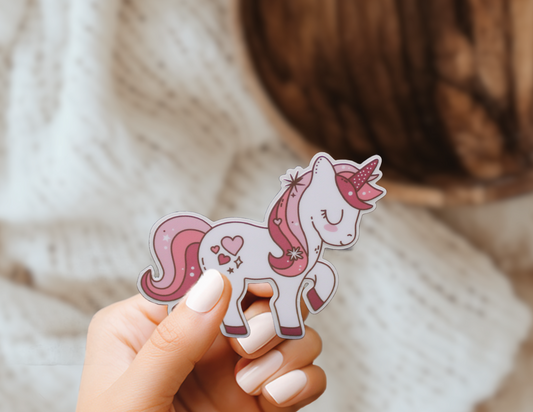 Unicorn Cute Cryptid  Heart Valentines Vinyl Sticker Gift