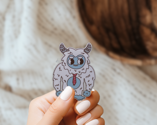 Cute Yeti Cryptid Heart Valentines Vinyl Sticker Gift